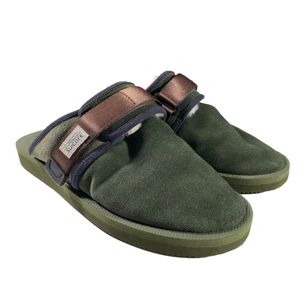 Suicoke ZAVO-Mab Shearling Lined Forest Green Mules men's size US 11